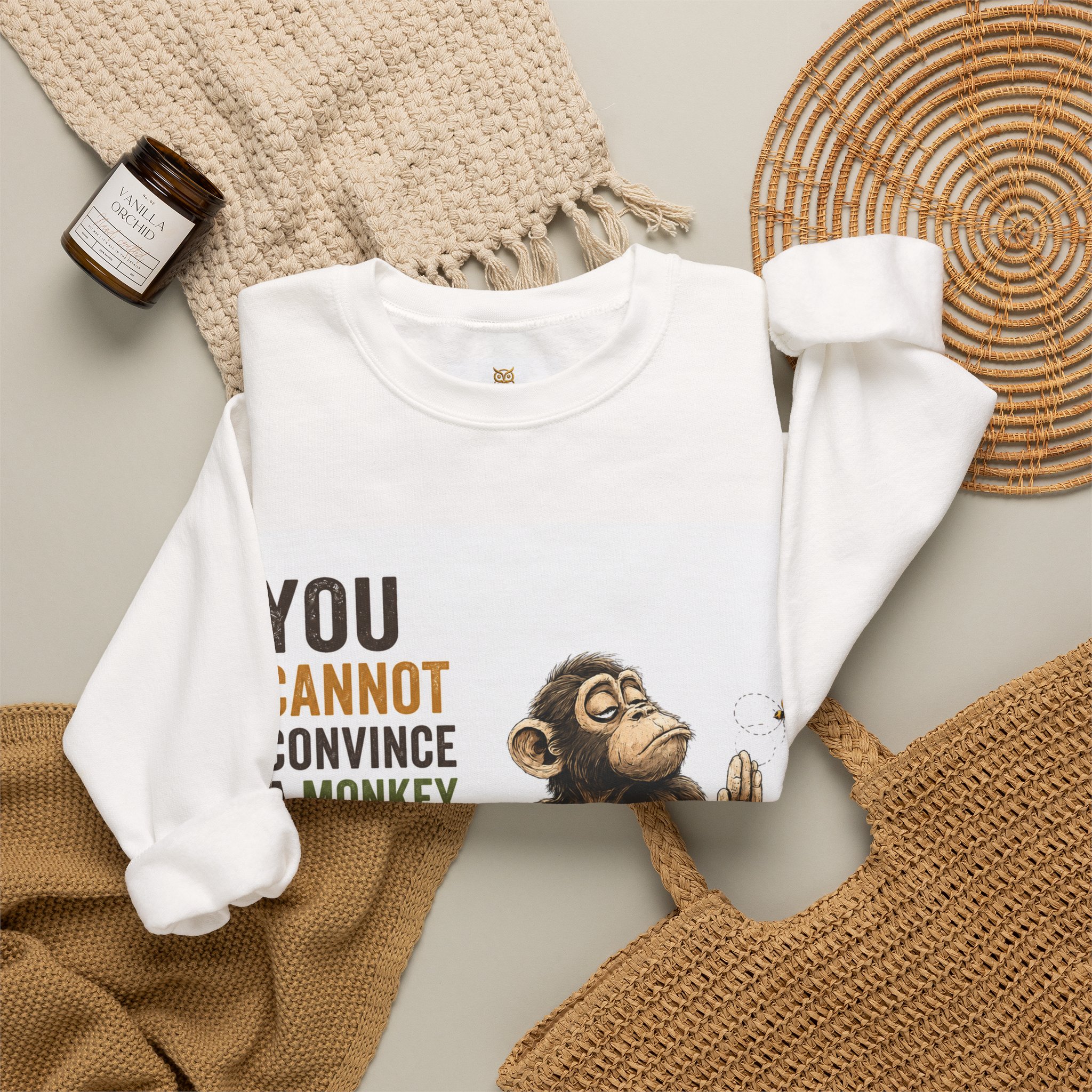 Monkey & Honey Crewneck Sweatshirt — "You Cannot Convince a Monkey That Honey Is Sweeter Than a Banana" - Image 5