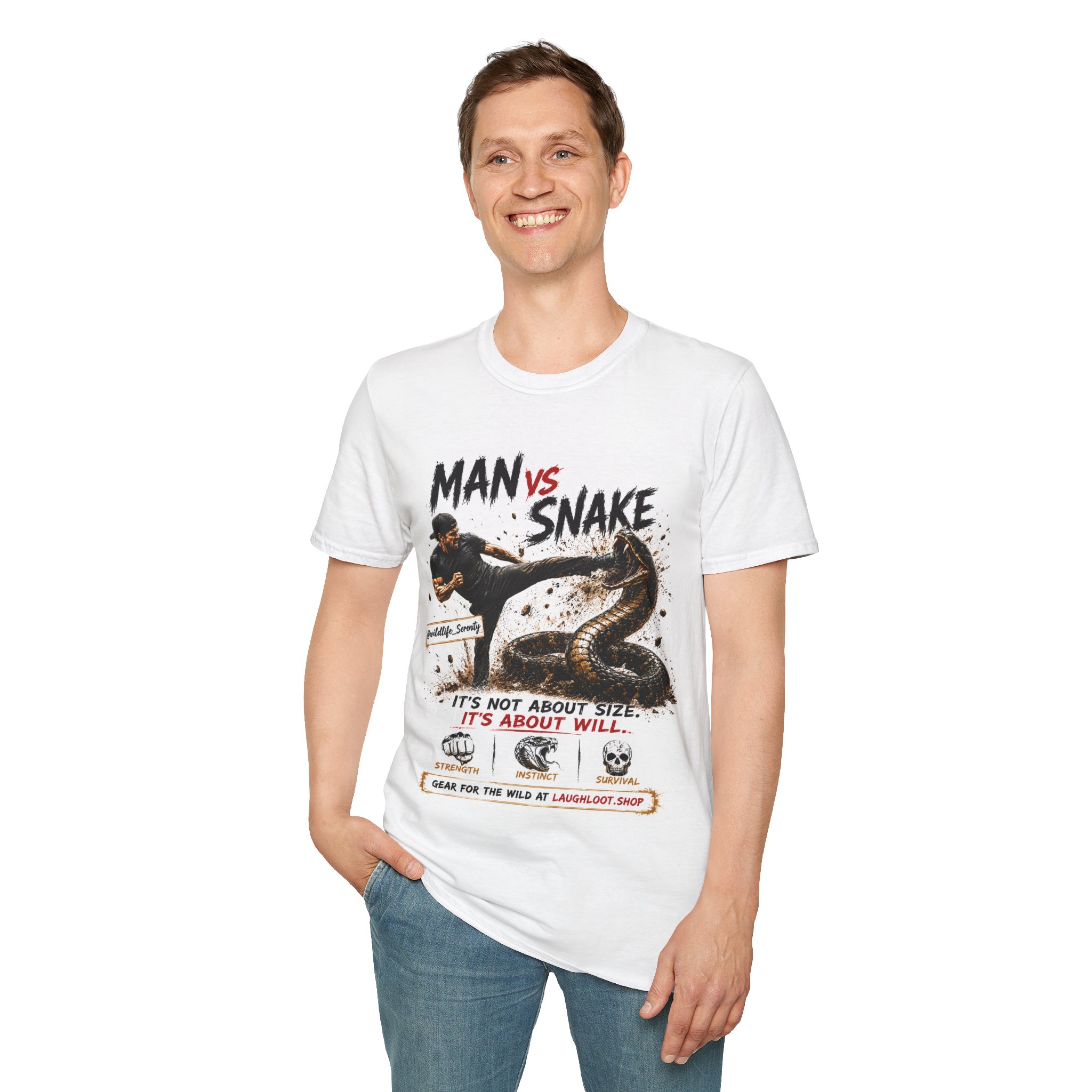 T-Shirt — "Man vs Snake" Graphic Tee (Motivational Action Design) - Image 8