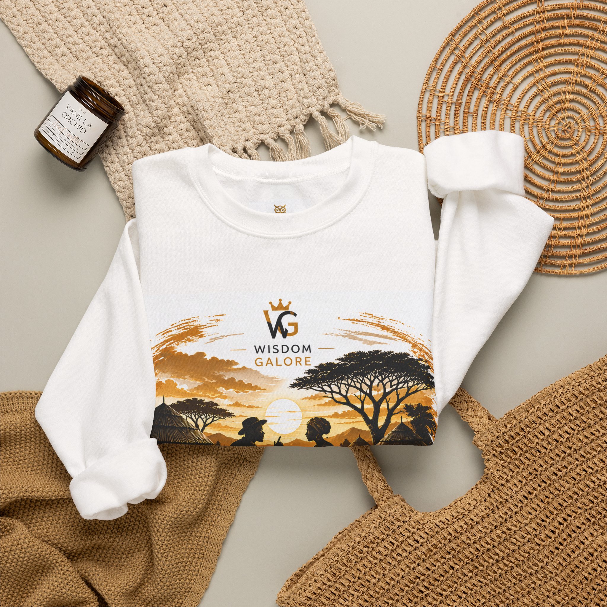 Don't Laugh at Your Wife's Choices Crewneck Sweatshirt | Wisdom Galore Owl Design - Image 4