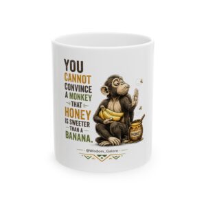 Monkey with Honey Quote Mug | You Cannot Convince a Monkey That Honey Is Sweeter
