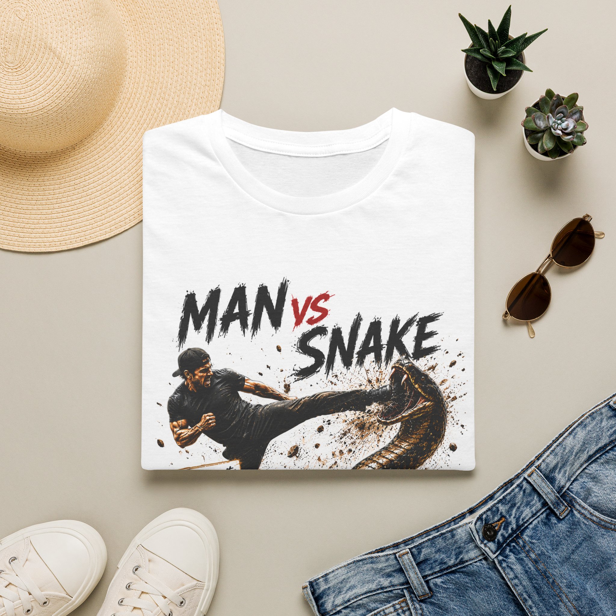 T-Shirt — "Man vs Snake" Graphic Tee (Motivational Action Design) - Image 3