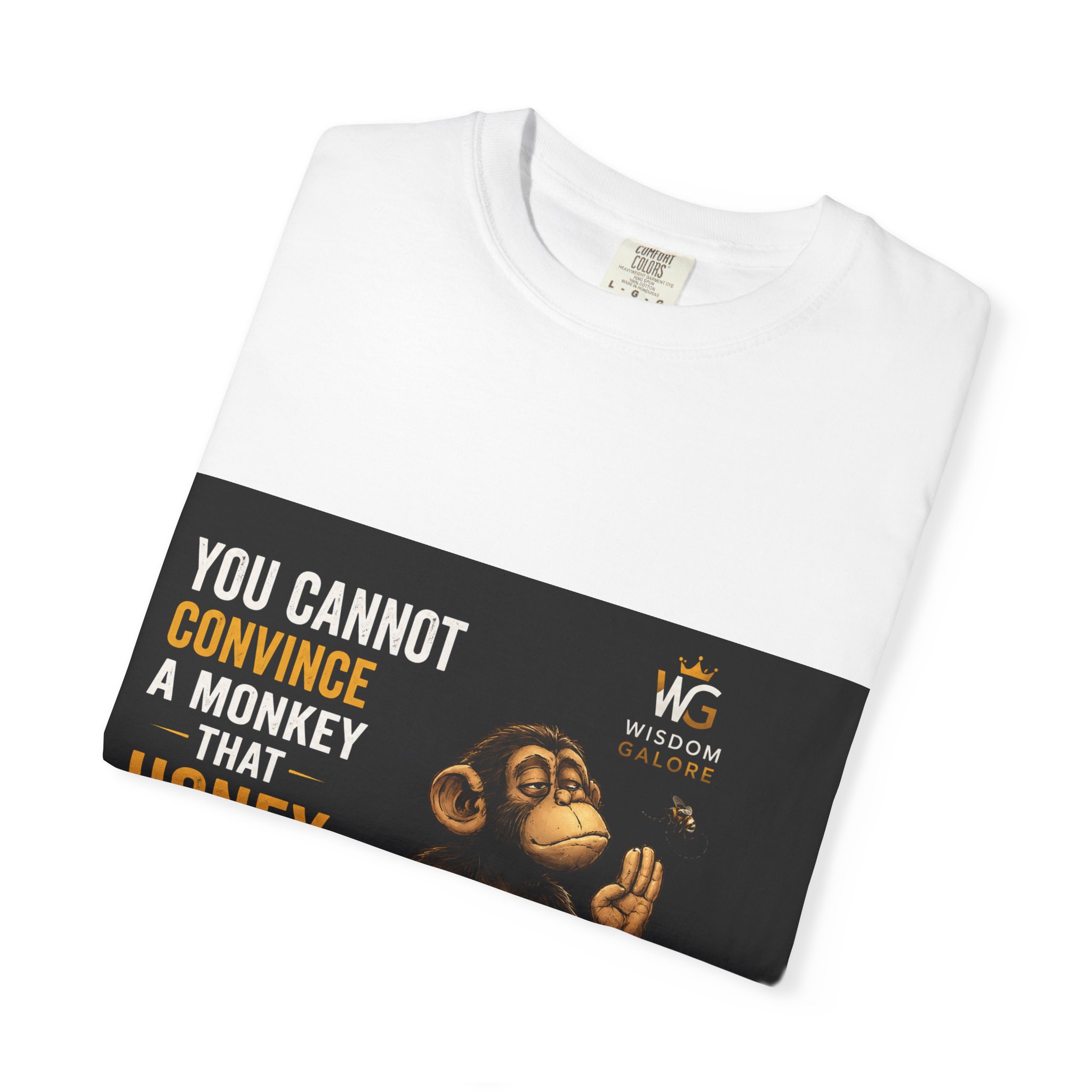 You cannot convince a monkey_Unisex Garment-Dyed T-shirt Black - Image 3