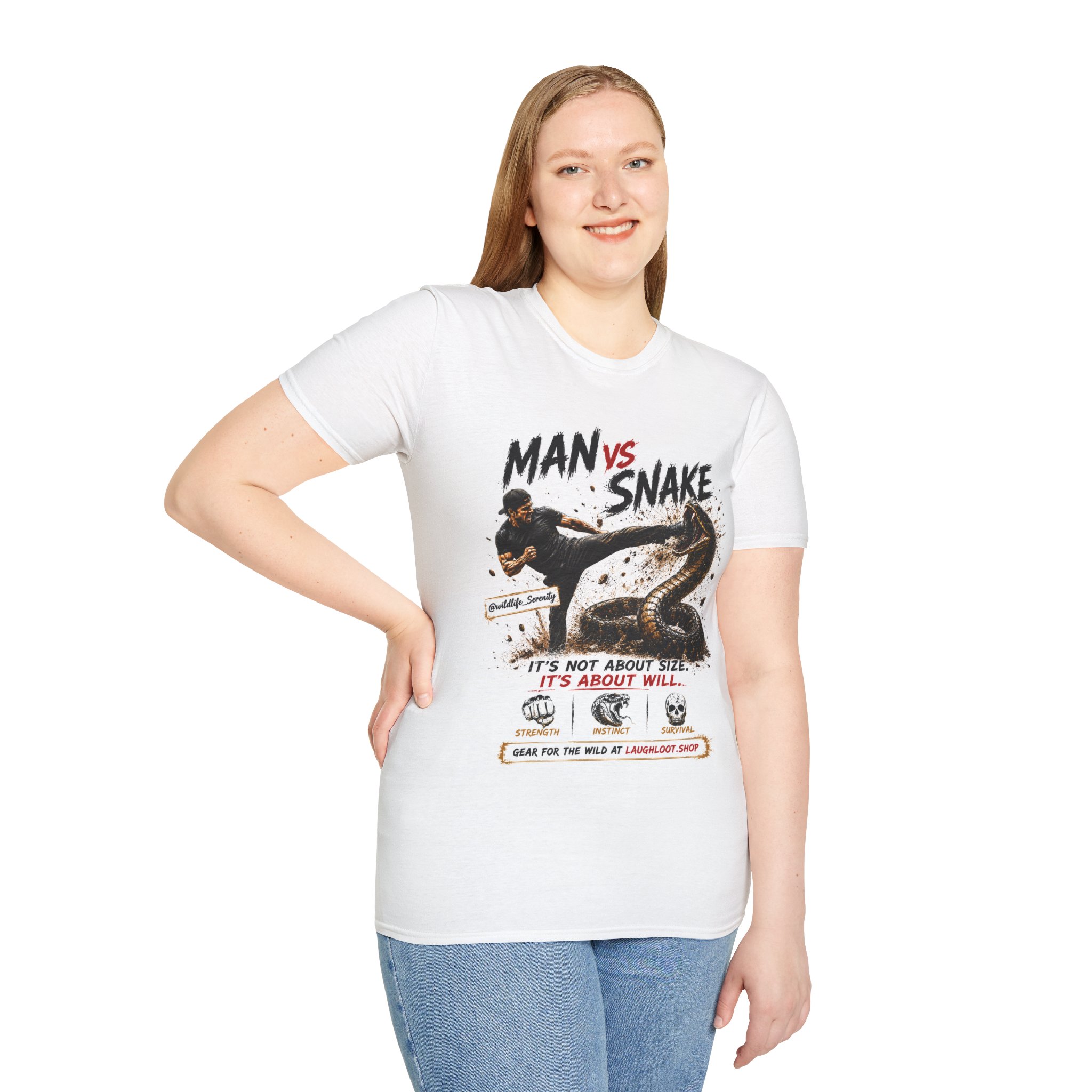 T-Shirt — "Man vs Snake" Graphic Tee (Motivational Action Design) - Image 2