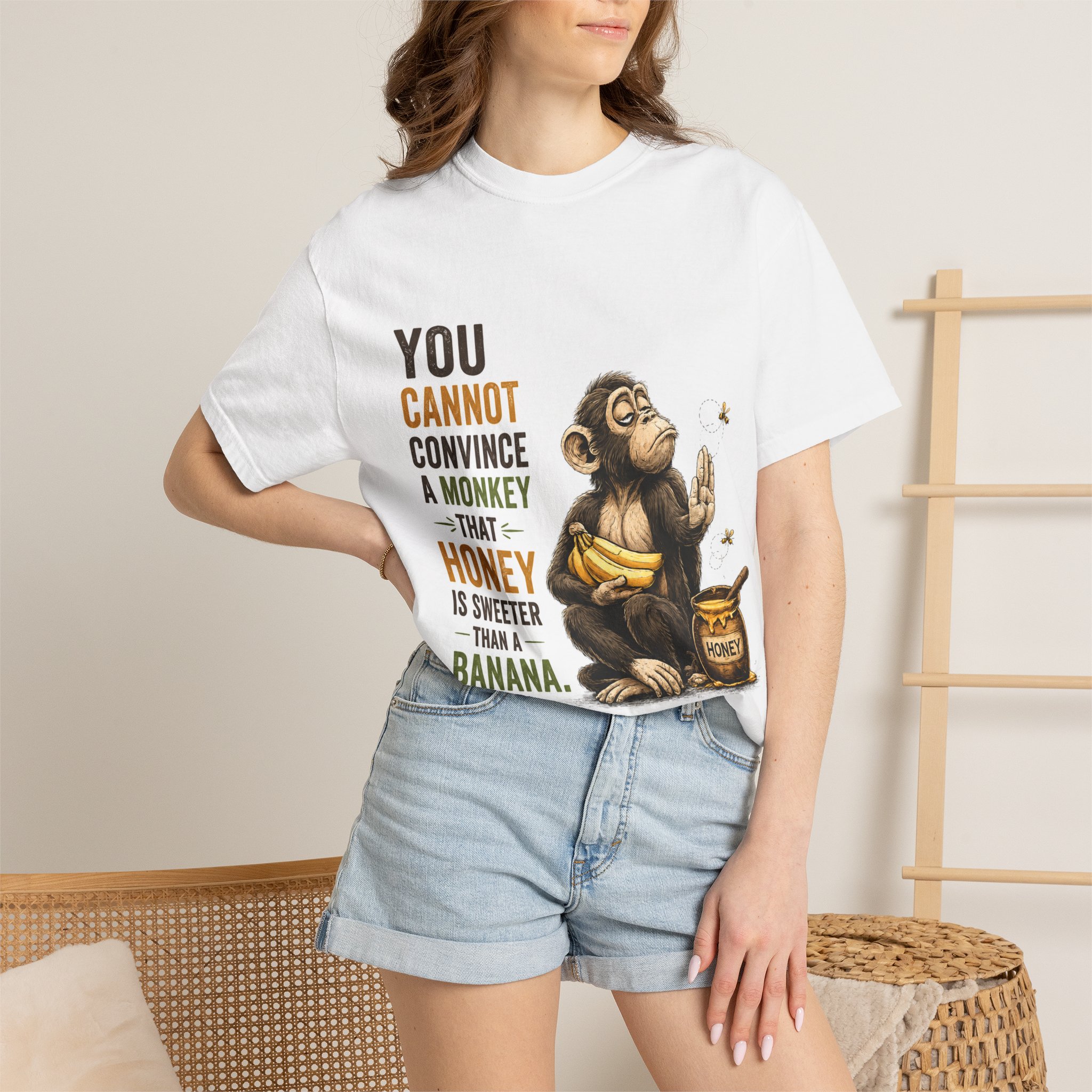 You cannot convince a monkey _Unisex Garment-Dyed T-shirt_White - Image 4