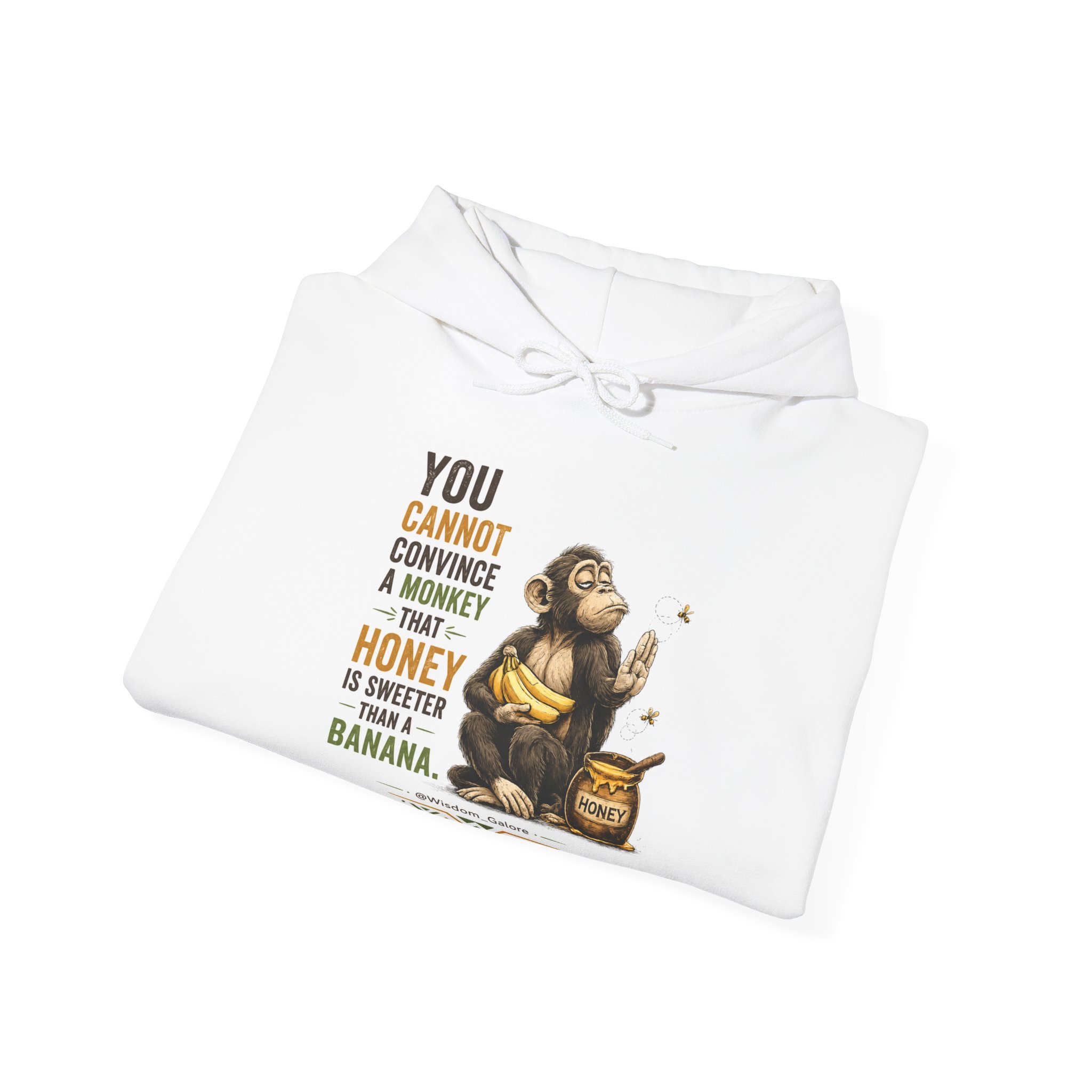 Monkey with Honey and Banana Hoodie | Wisdom Quote Sweatshirt - Image 4