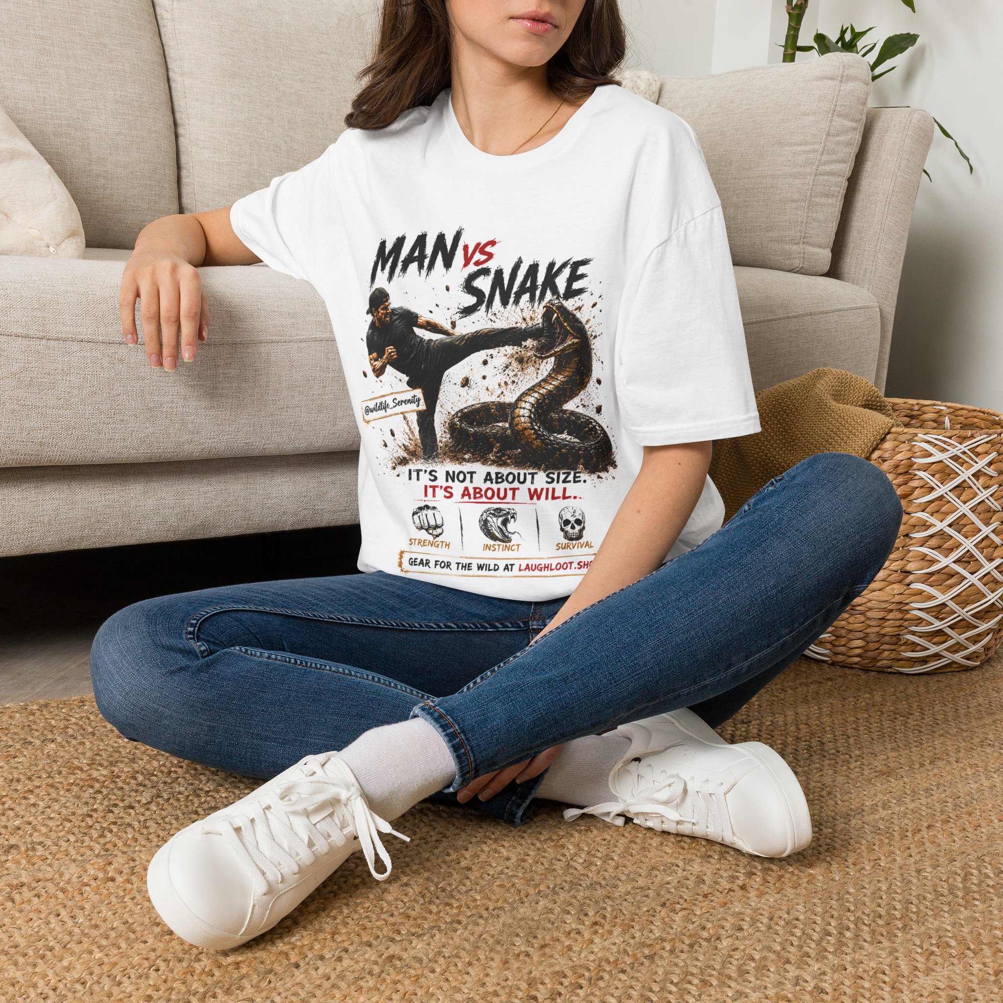 T-Shirt — "Man vs Snake" Graphic Tee (Motivational Action Design) - Image 4
