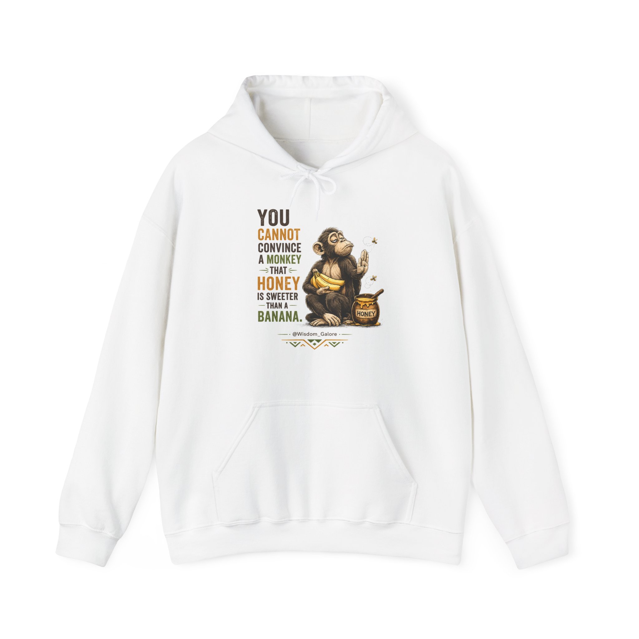 Monkey with Honey and Banana Hoodie | Wisdom Quote Sweatshirt