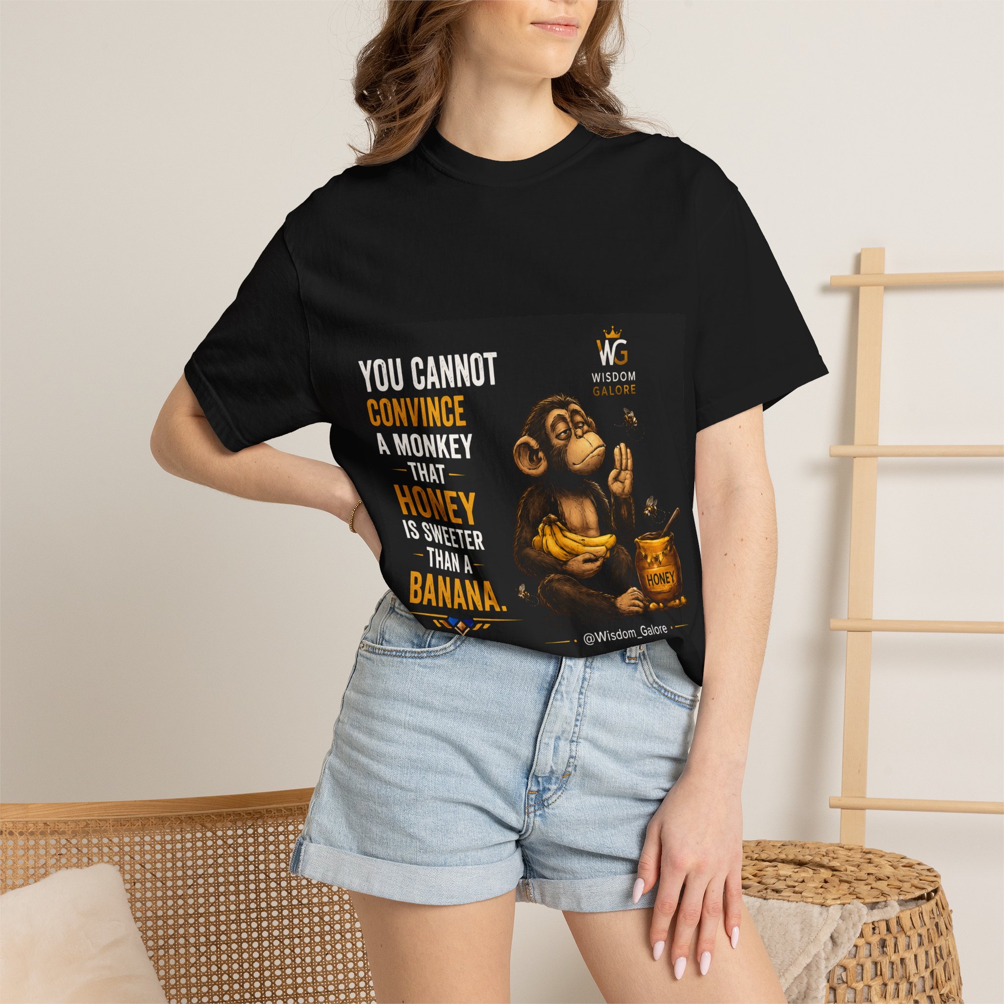You cannot convince a monkey_Unisex Garment-Dyed T-shirt Black - Image 8