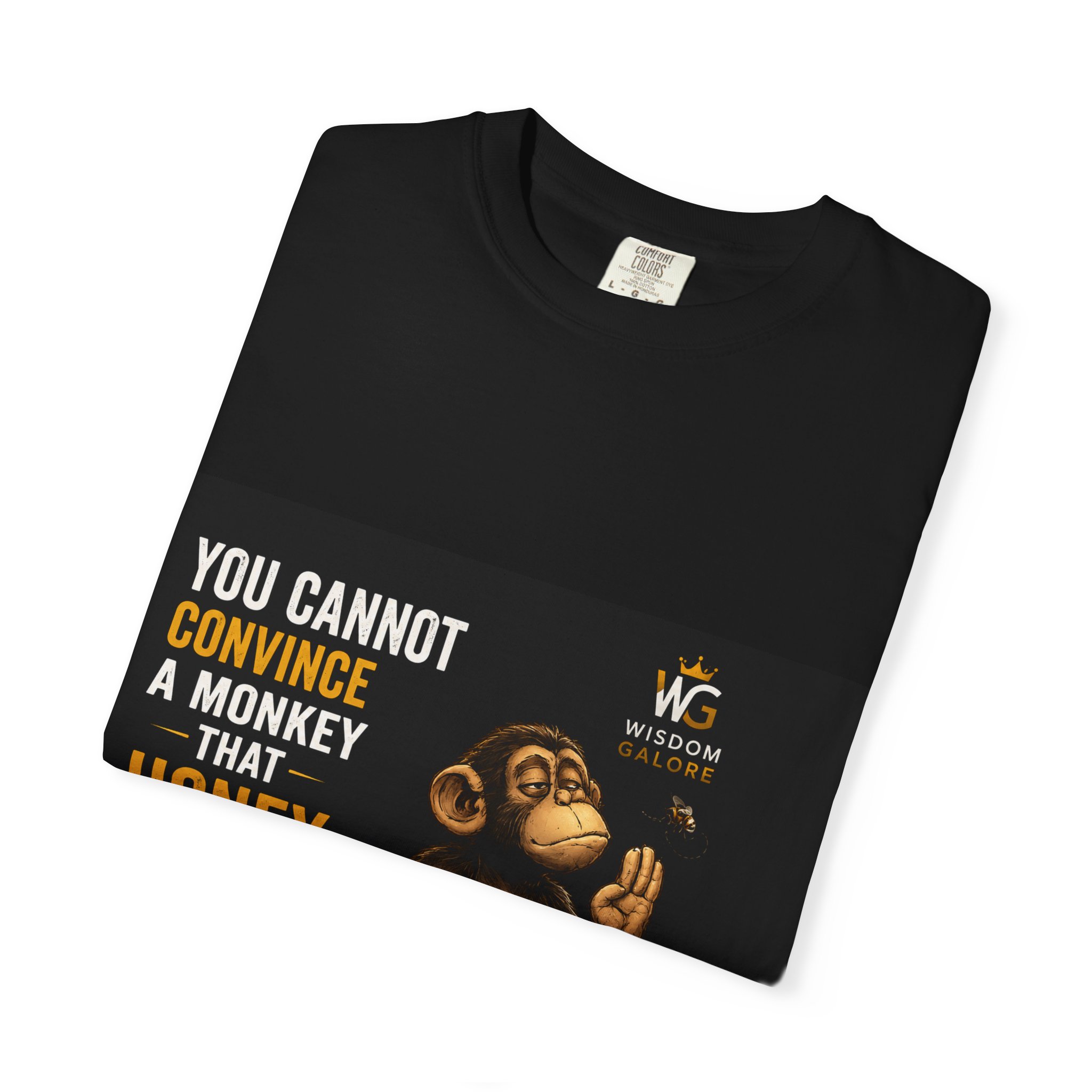 You cannot convince a monkey_Unisex Garment-Dyed T-shirt Black - Image 7